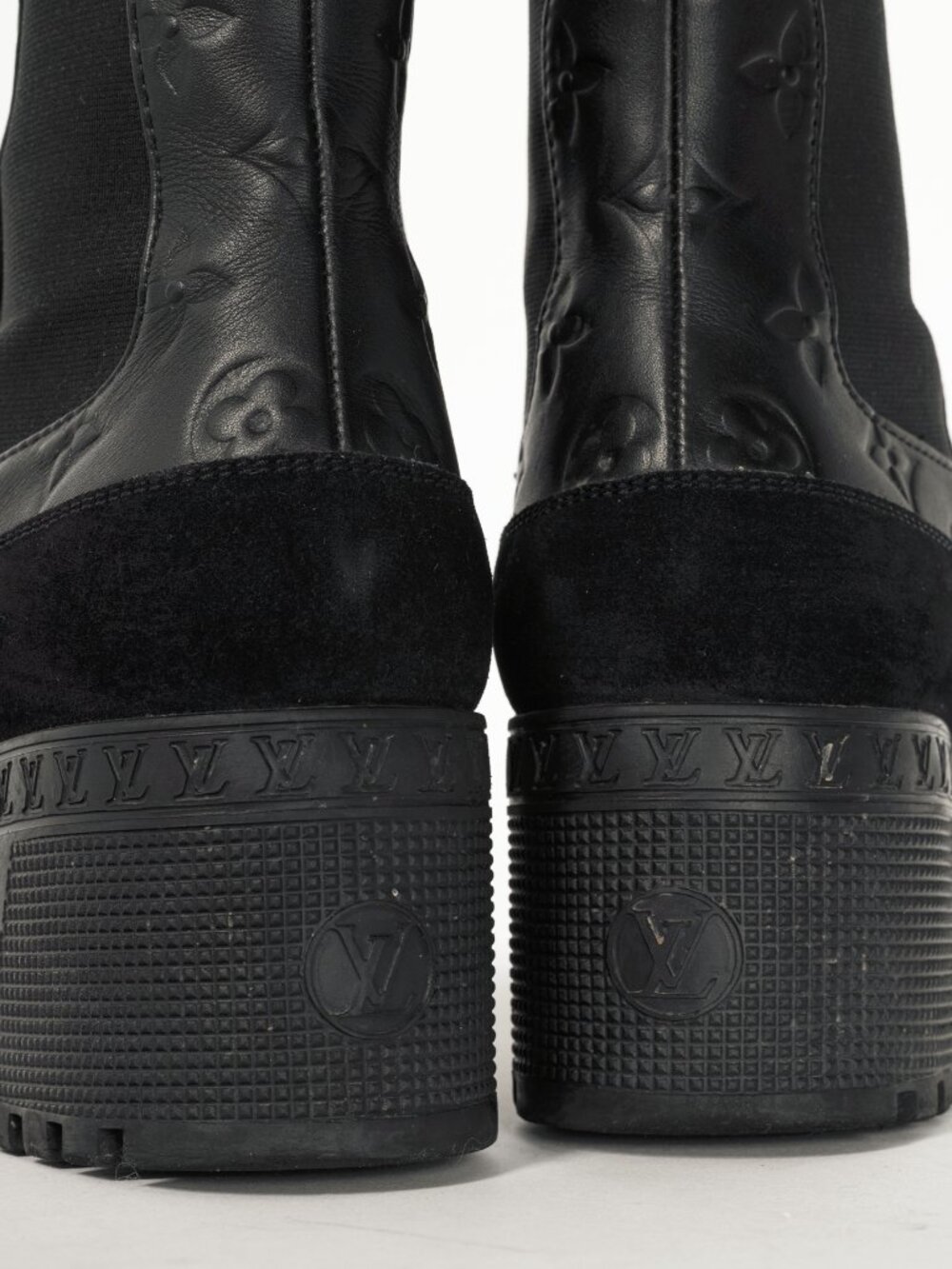 Louis Vuitton Laureate Black Suede & Monogram-Leather Platform Chelsea Boot - Picture 10 of 13